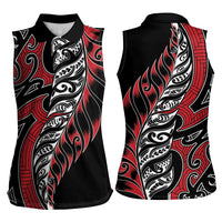 Koru Fern New Zealand Women Sleeveless Polo Shirt Maori Tribal Pattern