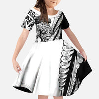 Koru Fern New Zealand Maori Tribal Warrior Family Matching Short Sleeve Bodycon Dress and Hawaiian Shirt