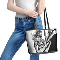 Koru Fern New Zealand Maori Tribal Warrior Leather Tote Bag LT9 - Polynesian Pride