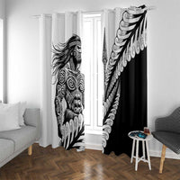 Koru Fern New Zealand Maori Tribal Warrior Window Curtain LT9 With Grommets Black - Polynesian Pride