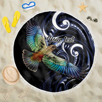 New Zealand Kea Bird Personalised Beach Blanket Maori Tribal Koru Art LT9 One Size 150cm Blue - Polynesian Pride