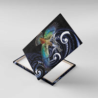 New Zealand Kea Bird Personalised Canvas Wall Art Maori Tribal Koru Art LT9 With Frame Blue - Polynesian Pride