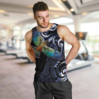 New Zealand Kea Bird Personalised Men Tank Top Maori Tribal Koru Art LT9 Blue - Polynesian Pride