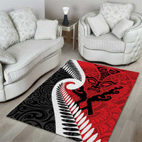 Silver Fern Koru Swirls with Maori Ta Moko Area Rug LT9 - Polynesian Pride