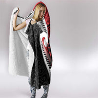 Silver Fern Koru Swirls with Maori Ta Moko Hooded Blanket LT9 - Polynesian Pride