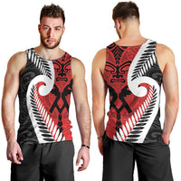 Silver Fern Koru Swirls with Maori Ta Moko Men Tank Top LT9 - Polynesian Pride