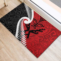 Silver Fern Koru Swirls with Maori Ta Moko Rubber Doormat LT9 - Polynesian Pride