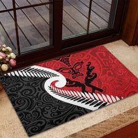Silver Fern Koru Swirls with Maori Ta Moko Rubber Doormat LT9 - Polynesian Pride