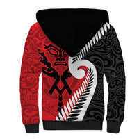 Silver Fern Koru Swirls with Maori Ta Moko Sherpa Hoodie LT9 - Polynesian Pride