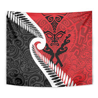 Silver Fern Koru Swirls with Maori Ta Moko Tapestry