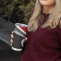 Silver Fern Koru Swirls with Maori Ta Moko Tumbler Cup LT9 - Polynesian Pride