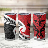 Silver Fern Koru Swirls with Maori Ta Moko Tumbler Cup LT9 - Polynesian Pride