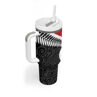 Silver Fern Koru Swirls with Maori Ta Moko Tumbler With Handle LT9 - Polynesian Pride