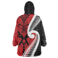 Silver Fern Koru Swirls with Maori Ta Moko Wearable Blanket Hoodie LT9 - Polynesian Pride