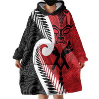 Silver Fern Koru Swirls with Maori Ta Moko Wearable Blanket Hoodie LT9 - Polynesian Pride