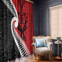 Silver Fern Koru Swirls with Maori Ta Moko Window Curtain LT9 - Polynesian Pride