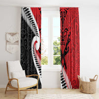 Silver Fern Koru Swirls with Maori Ta Moko Window Curtain LT9 - Polynesian Pride