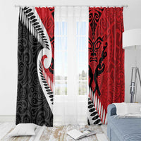 Silver Fern Koru Swirls with Maori Ta Moko Window Curtain LT9 - Polynesian Pride
