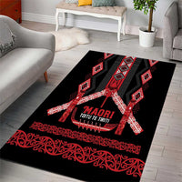Toitu Te Tiriti Waitangi Area Rug Black Wharenui House - Polynesian Pride