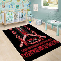 Toitu Te Tiriti Waitangi Area Rug Black Wharenui House - Polynesian Pride