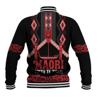 Toitu Te Tiriti Waitangi Baseball Jacket Black Wharenui House LT9 - Polynesian Pride