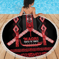 Toitu Te Tiriti Waitangi Beach Blanket Black Wharenui House - Polynesian Pride
