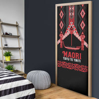 Toitu Te Tiriti Waitangi Door Cover Black Wharenui House - Polynesian Pride