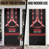 Toitu Te Tiriti Waitangi Door Cover Black Wharenui House - Polynesian Pride