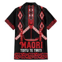 Toitu Te Tiriti Waitangi Family Matching Off Shoulder Short Dress and Hawaiian Shirt Black Wharenui House - Polynesian Pride