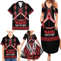Toitu Te Tiriti Waitangi Family Matching Summer Maxi Dress and Hawaiian Shirt Black Wharenui House - Polynesian Pride