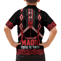 Toitu Te Tiriti Waitangi Kid Hawaiian Shirt Black Wharenui House LT9 - Polynesian Pride