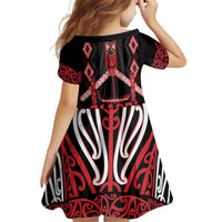 Toitu Te Tiriti Waitangi Kid Short Sleeve Dress Black Wharenui House LT9 - Polynesian Pride