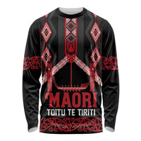 Toitu Te Tiriti Waitangi Long Sleeve Shirt Black Wharenui House LT9 Unisex Black - Polynesian Pride