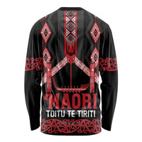 Toitu Te Tiriti Waitangi Long Sleeve Shirt Black Wharenui House LT9 - Polynesian Pride