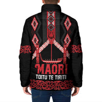 Toitu Te Tiriti Waitangi Padded Jacket Black Wharenui House LT9 - Polynesian Pride