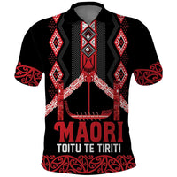 Toitu Te Tiriti Waitangi Polo Shirt Black Wharenui House LT9 Black - Polynesian Pride