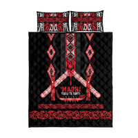 Toitu Te Tiriti Waitangi Quilt Bed Set Black Wharenui House - Polynesian Pride