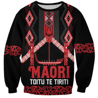 Toitu Te Tiriti Waitangi Sweatshirt Black Wharenui House LT9 Unisex Black - Polynesian Pride