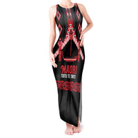 Toitu Te Tiriti Waitangi Tank Maxi Dress Black Wharenui House LT9 Women Black - Polynesian Pride