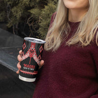 Toitu Te Tiriti Waitangi Tumbler Cup Black Wharenui House LT9 - Polynesian Pride
