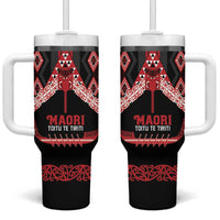Toitu Te Tiriti Waitangi Tumbler With Handle Black Wharenui House - Polynesian Pride