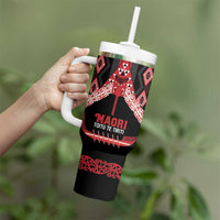 Toitu Te Tiriti Waitangi Tumbler With Handle Black Wharenui House - Polynesian Pride