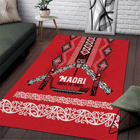 Toitu Te Tiriti Waitangi Area Rug Red Wharenui House - Polynesian Pride