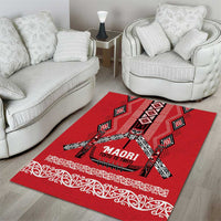 Toitu Te Tiriti Waitangi Area Rug Red Wharenui House - Polynesian Pride