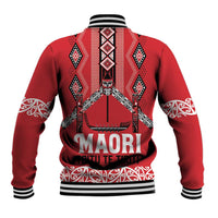Toitu Te Tiriti Waitangi Baseball Jacket Red Wharenui House LT9 - Polynesian Pride