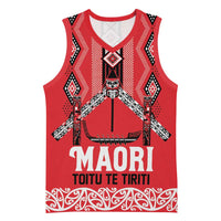 Toitu Te Tiriti Waitangi Basketball Jersey Red Wharenui House LT9 Unisex Red - Polynesian Pride