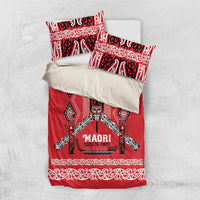 Toitu Te Tiriti Waitangi Bedding Set Red Wharenui House LT9 US Twin 172cm x 218cm Red - Polynesian Pride