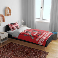 Toitu Te Tiriti Waitangi Bedding Set Red Wharenui House LT9 - Polynesian Pride