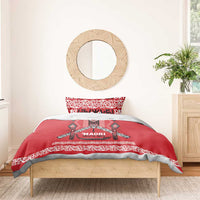 Toitu Te Tiriti Waitangi Bedding Set Red Wharenui House LT9 - Polynesian Pride