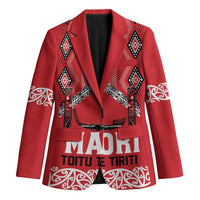 Toitu Te Tiriti Waitangi Blazer Red Wharenui House - Polynesian Pride